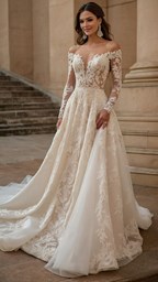 نمایش جزئیات برای لباس عروس پرنسسی آستیندار با یقه باز تصویر لباس عروس پرنسسی آستیندار با یقه باز